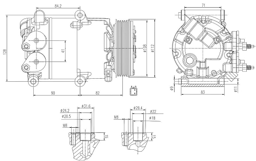 Компрессор кондиционера для автомобилей Focus III (11-)/Volvo S60 (10-) 1.6T