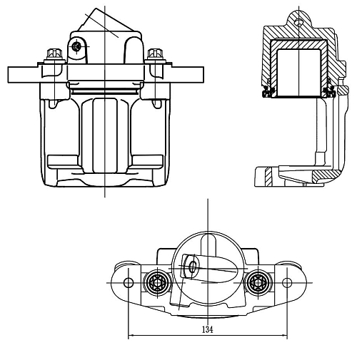 Суппорт тормозной для автомобилей Лада 2110 передний правый d=48мм (R13) (без скобы)