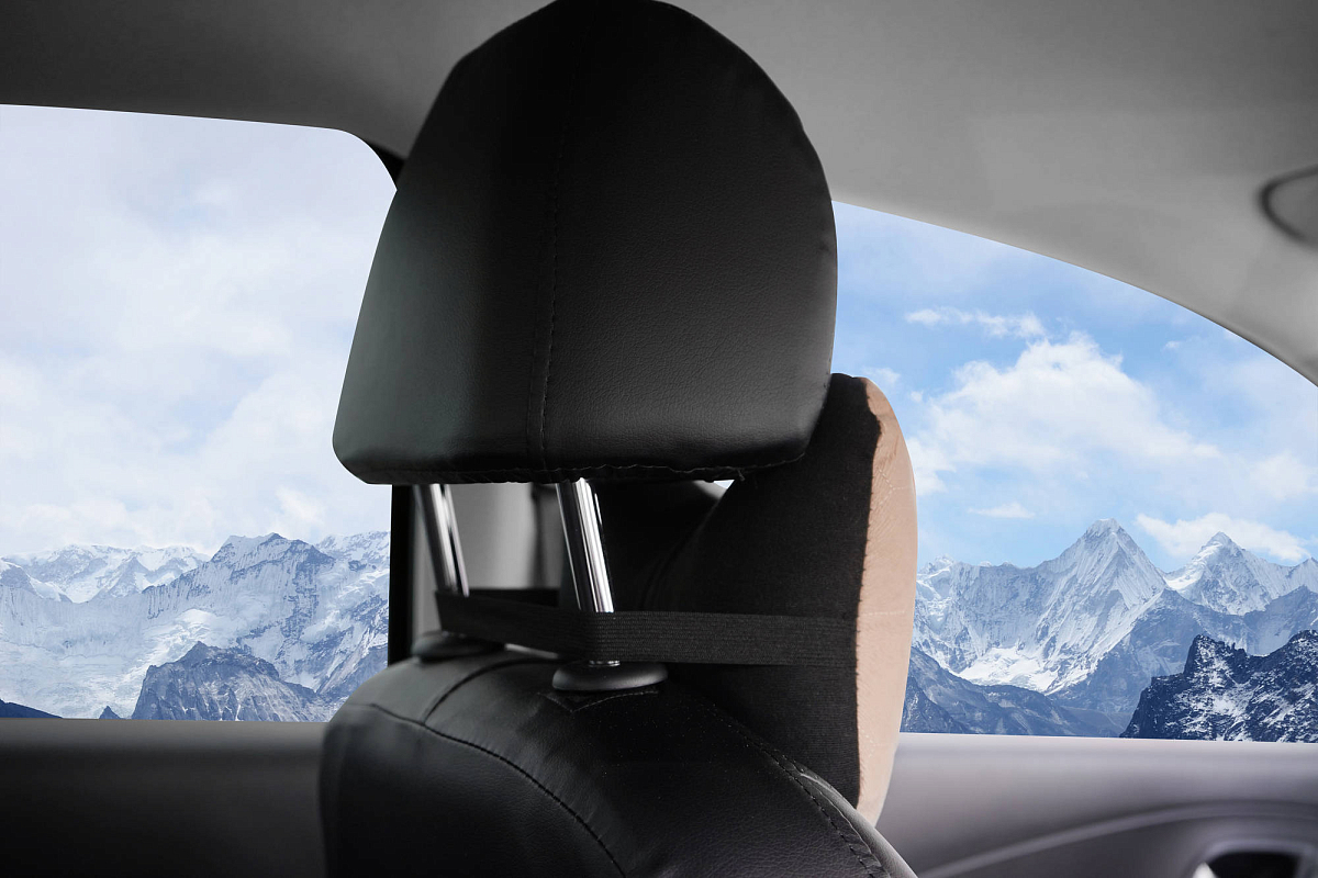 Подушка-косточка на подгол. "Алькантара", ткань, 1 шт., бежевая