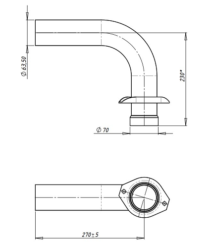 Труба выхлопная для автомобилей ГАЗ 3302 Евро-3 выход боковой (алюминизированная сталь)