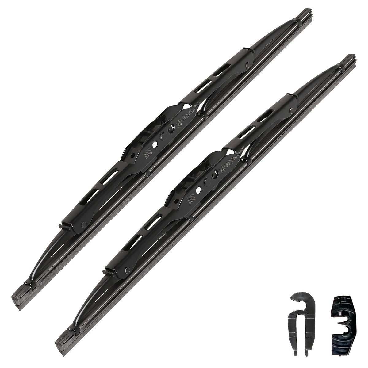 Щетки стеклоочистителя комплект (2шт.) 330/330мм (13"/13") каркасные 2 адаптера