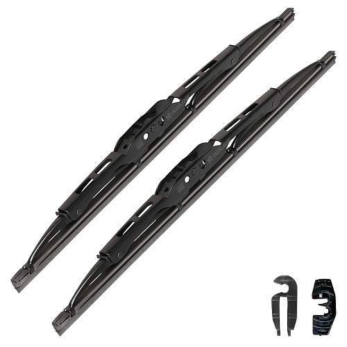 Щетки стеклоочистителя комплект (2шт.) 330/330мм (13"/13") каркасные 2 адаптера