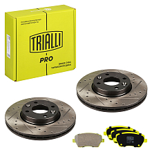 Комплект тормозных дисков и колодок для автомобилей Лада Vesta (15-) передняя ось (диск тормозной перфорированный/слотированный/окрашенный 2 шт. + колодки тормозные керамический 1 комплект)