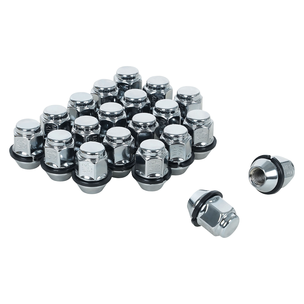 Гайка колесная M12x1,5x33, конус с пластиковой шайбой, ключ 21, закрытая, хром, 20 шт для а/м KIA