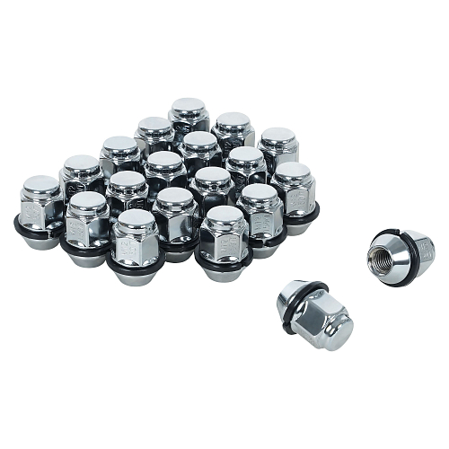 Гайка колесная M12x1,5x33, конус с пластиковой шайбой, ключ 21, закрытая, хром, 20 шт для а/м KIA