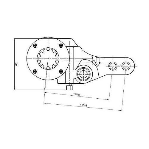 Рычаг тормоза регулировочный механический (трещотка) для автомобилей МАЗ задний правый / средний левый (эвольвентный шлиц)