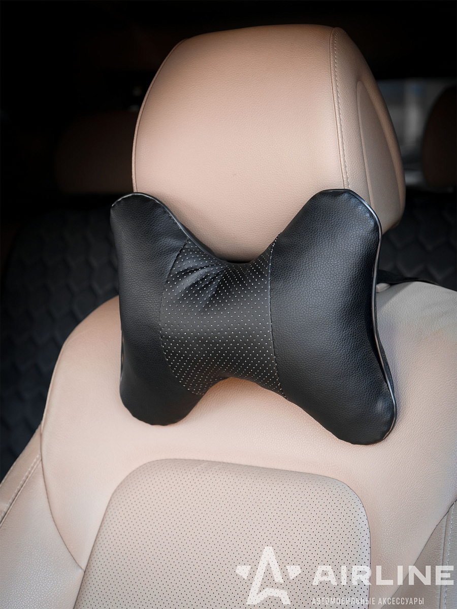 Подушка-косточка на подгол. "Лима", экокожа, 1 шт., черная