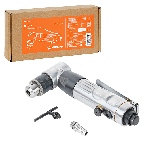 Дрель пневматическая 1500об/мин угловая с реверсом