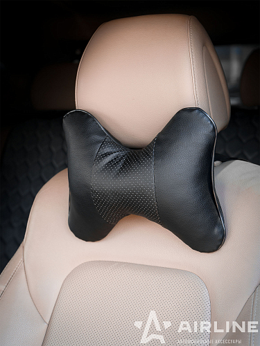 Подушка-косточка на подгол. "Лима", экокожа, 1 шт., черная