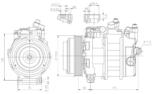 Компрессор кондиционера для автомобилей C (W202) (93-)/E (W210) (95-)/Sprinter (95-)