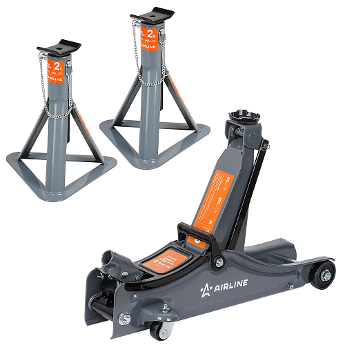 Комплект Домкрат+Стойки (домкрат подкат. 2т 80-380мм, кейс и две стойки 2т 265-365мм)