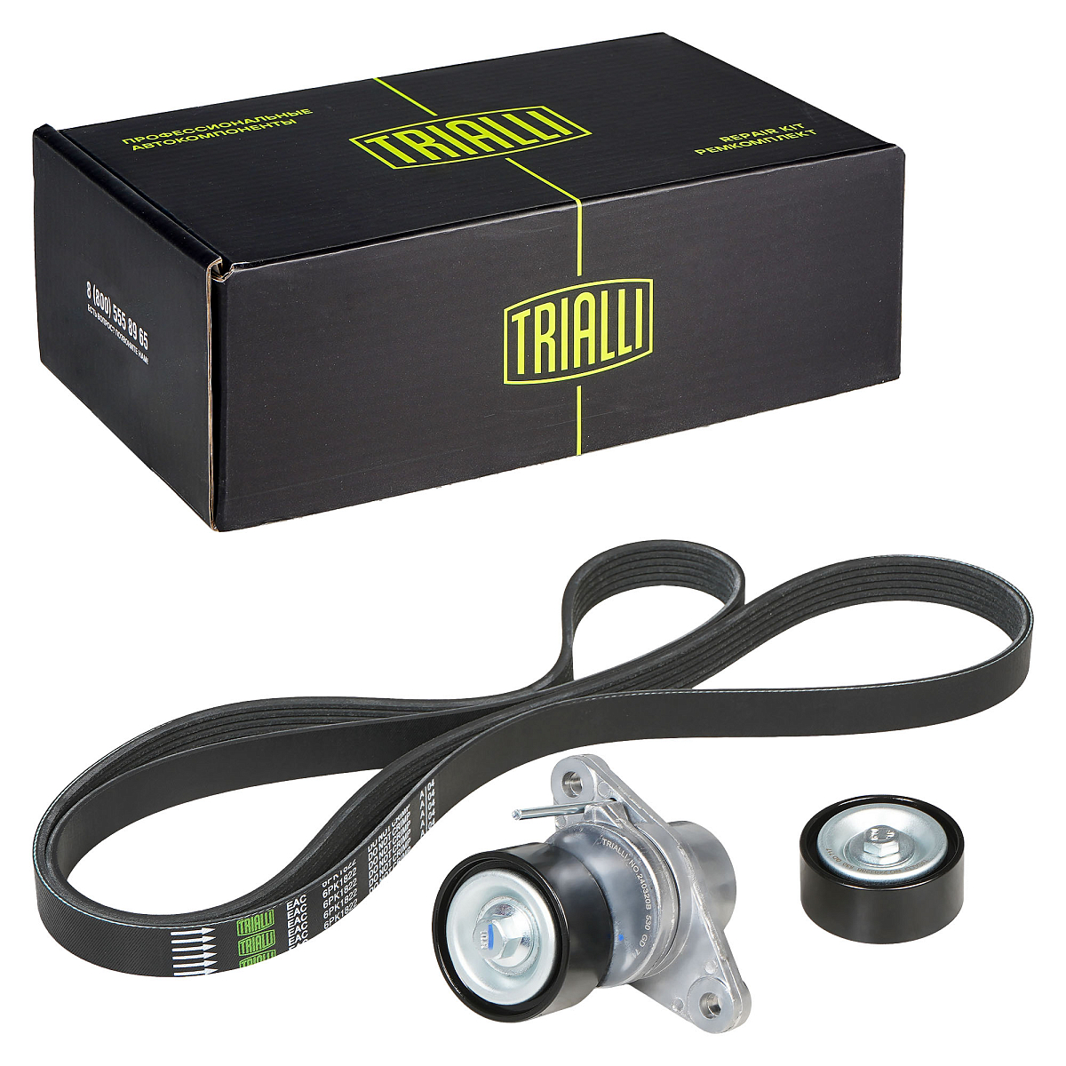 Ремкомплект привода для автомобилей Лада Largus (12-)/Logan (04-) 1.6i [К4M; К7M] A/C ГУР (ремень 6PK1822 + натяжитель + опорный ролик)