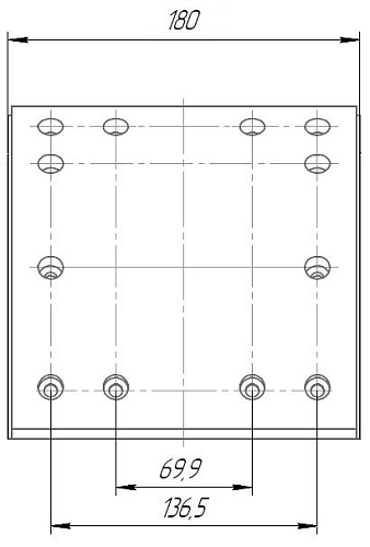 Накладка тормозной колодки для прицепов BPW/SAF (WVA 19036/19037) ремкомплект 4+4 шт. R2 с заклёпками