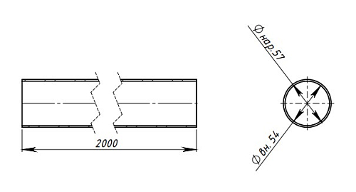 Труба глушителя прямая 57х2000 (d=57х1.5, L=2000мм) (алюминизированная сталь)