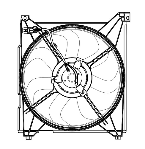 Электровентилятор охлаждения для автомобилей Hyundai Sonata (EF) (98-) 2.0i/2.7i (с кожухом) (4-х конт.)