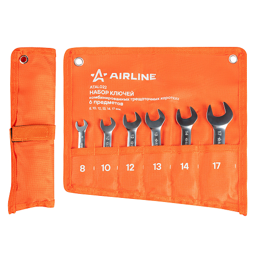 Набор ключей комбинированных трещоточных PRO 6пр. коротких (8-17мм) сумка