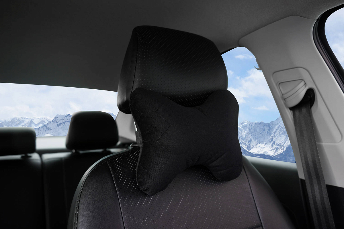 Подушка-косточка на подгол."Алькантара", ткань, 1 шт., черная