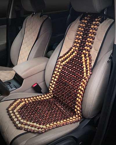 Накидка деревянная на перед. сиденье, массажная, цвет желт./коричн.