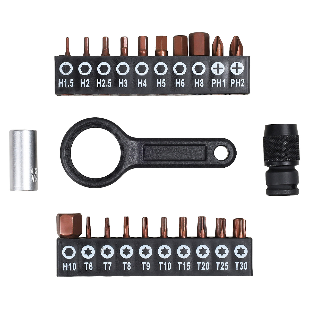 Отвертка динамометрическая 1/4" 1-3Нм, с битами 23 пр. (PH, HEX, TORX), кейс