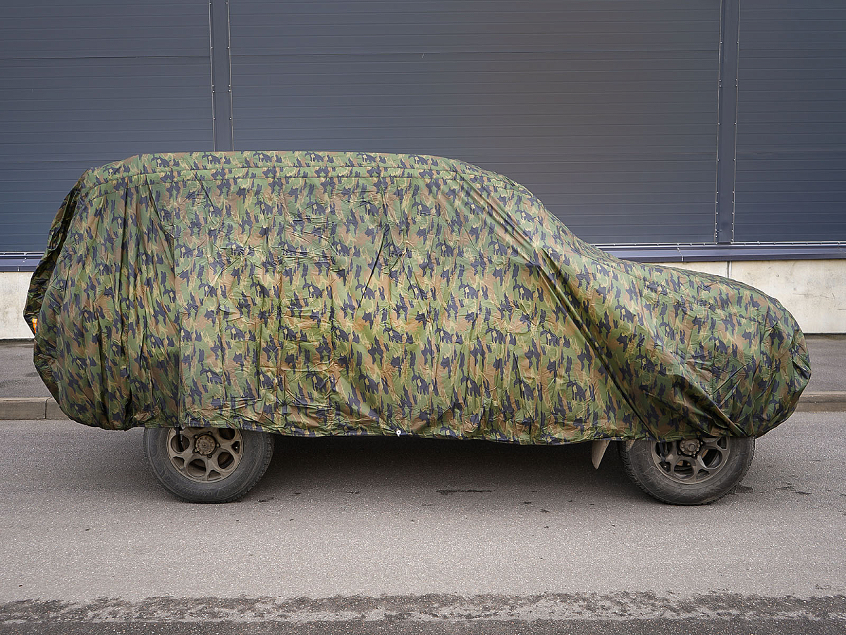 Чехол-тент на автомобиль защитный, XL(500*195*160см, молния для двери, летний камуфляж