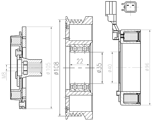 Муфта электромагнитная для компрессора кондиционера LCAC 1020 LUZAR