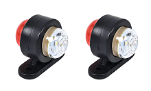 Фонарь габаритный светодиодный (огонь контурный) для прицепа, 12/24В, круглый, красный + белый, комплект 2 шт.