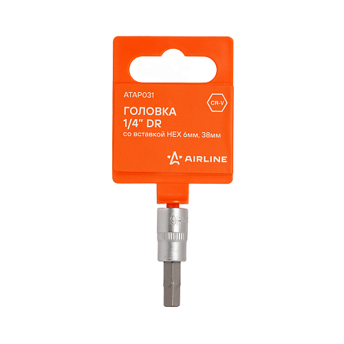 Головка 1/4"DR со вставкой HEX 6мм, L=37мм