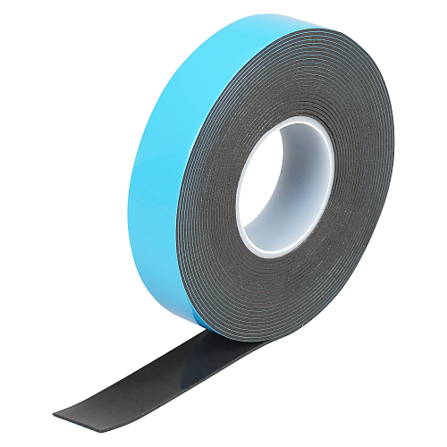 Лента двусторонняя клейкая (скотч), 19мм*5м, акриловая, черная, лайнер синий