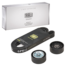 Ремкомплект привода для автомобилей Лада Largus (12-)/Logan (04-) 1.6i [К4M; К7M] A/C ГУР (ремень 6PK1820 + натяжитель + опорный ролик)