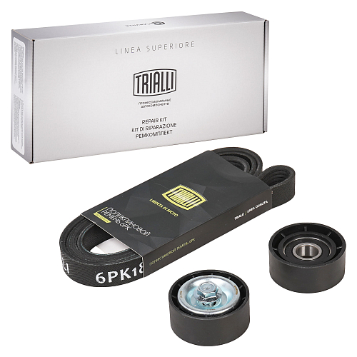 Ремкомплект привода для автомобилей Лада Largus (12-)/Logan (04-) 1.6i [К4M; К7M] A/C ГУР (ремень 6PK1820 + натяжитель + опорный ролик)