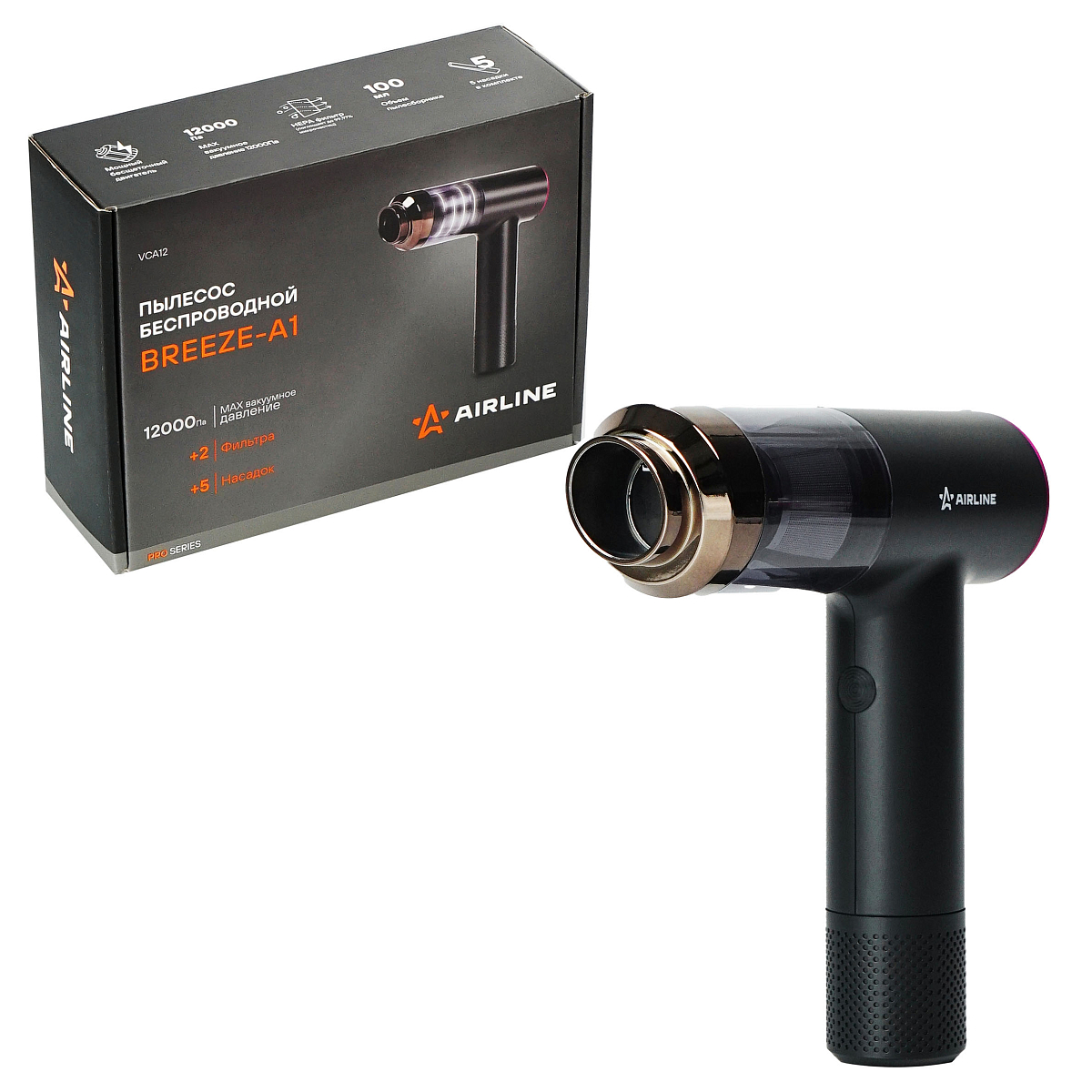 Пылесос аккумуляторный (беспроводной) BREEZE-A1 12000PA PRO в сумке (70W, 0.1л, 12000PA, 2000 mAh)