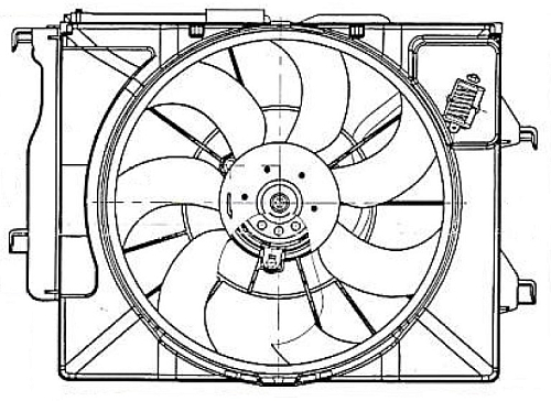 Электровентилятор охлаждения для автомобилей Hyundai Solaris II (17-)/KIA Rio IV (17-) (с кожухом и резистором)