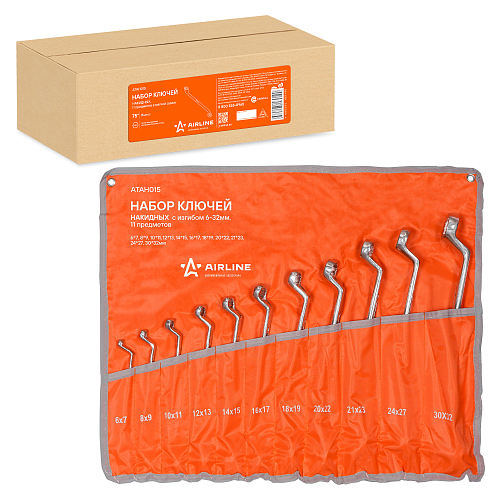 Набор ключей накидных с изгибом 11пр. (6х7мм-30х32мм) сумка