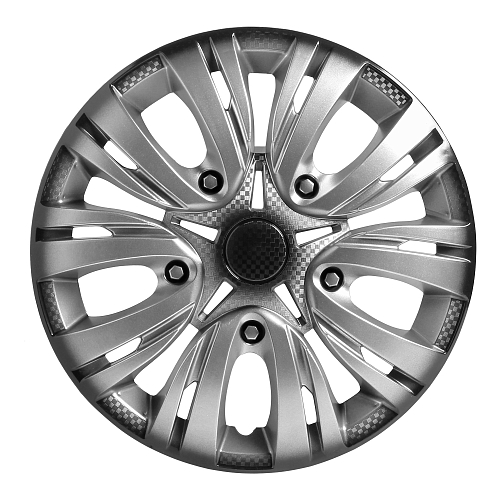 Колпаки колесные 13" "Лион +", серебристо-черный, карбон, компл. 2 шт.