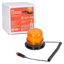 Маяк проблесковый светодиодный, 12Вт, 24LED, 12/24В, 1 режим, магнитное/болтовое крепление, штекер прикуривателя, D-130мм, H-95мм