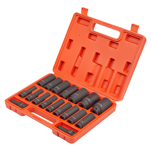 Набор головок ударных 1/2"DR L=78мм, 18пр. (8-32мм) пласт.кейс.