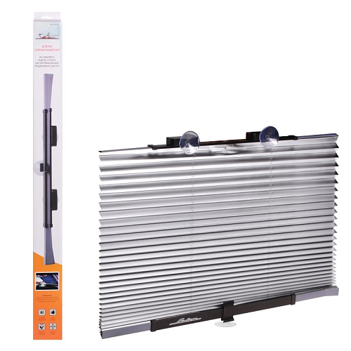 Шторка солнцезащитная 80см на лобовое/заднее стекло, раздвижная, серая