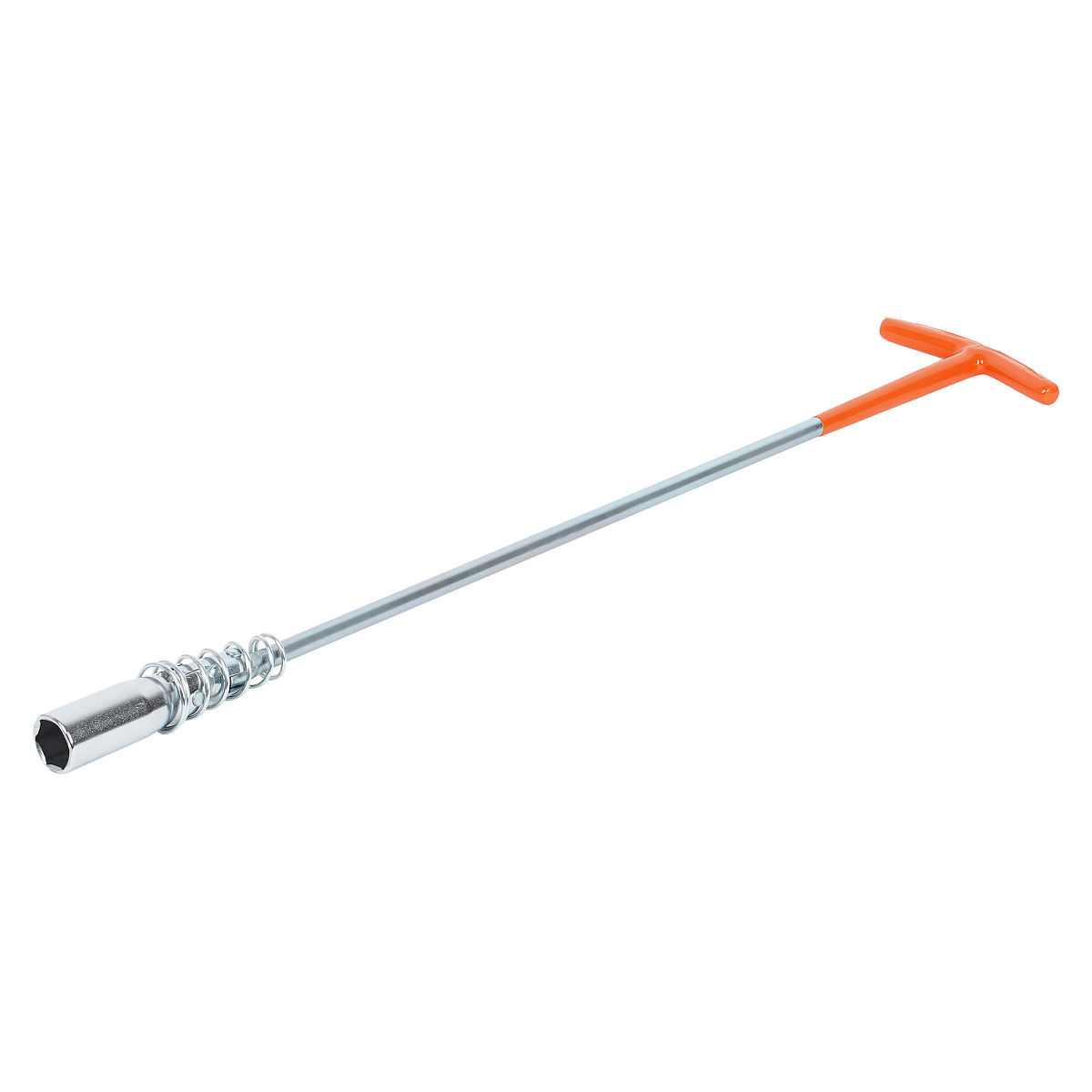 Ключ свечной Т-образный карданный 16мм, 500мм с пружиной, резиновый фиксатор