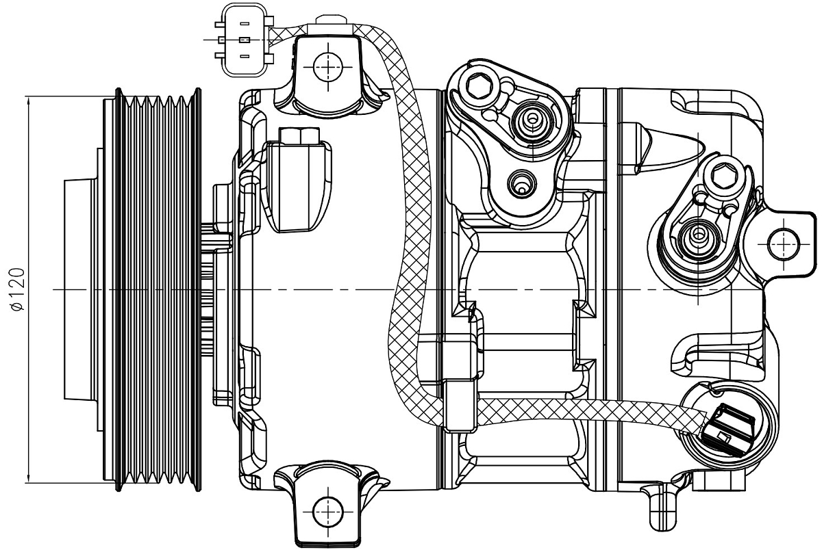 Компрессор кондиционера для автомобилей KIA Sorento II (09-) 2.2D (выпуск c 2012г.)