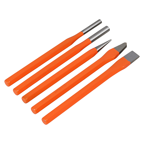 Набор ударного инструмента 5 пр.(зубило, кернер, крейцм, выколотка) холдер