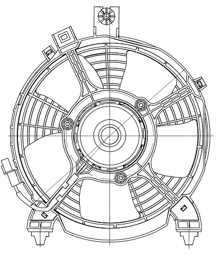 Электровентилятор кондиционера для автомобилей Mitsubishi Pajero Sport II (08-)/L200 IV (06-) (с кожухом)
