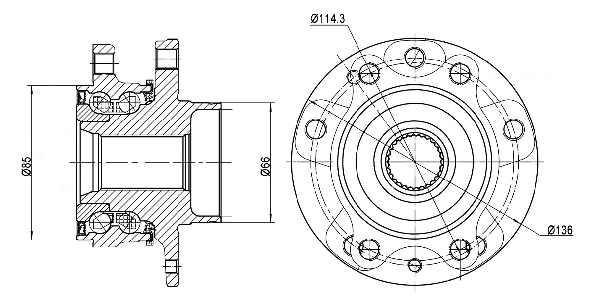 Ступица передняя в сборе с подшипником для автомобиля Qashqai J11 (13-)/Renault Megane IV (15-)