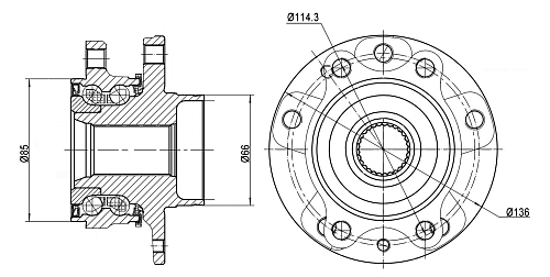 Ступица передняя в сборе с подшипником для автомобиля Qashqai J11 (13-)/Renault Megane IV (15-)