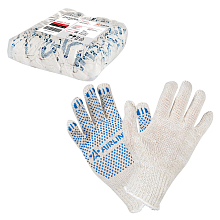 Перчатки трикотажные ХБ с ПВХ покрытием, белые, (1 пара) 7,5 класс/42г., мод.202