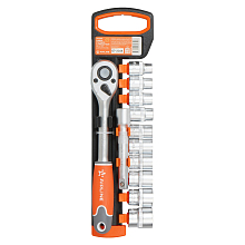 Набор головок 1/2"DR шестигранных с трещоткой 72Т 12пр. (10-24мм, удлинитель 125мм)