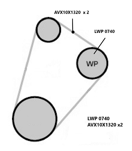 Насос водяной для а/м КАМАЗ 740.10 (комплект с 2 ремнями AVX10X1320