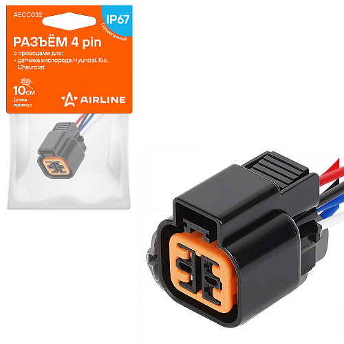Разъём 4 pin с проводами для датчика кислорода Hyundai, Kia, Chevrolet