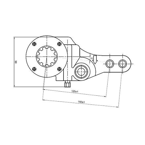 Рычаг тормоза регулировочный механический (трещотка) для автомобилей МАЗ задний левый / средний правый (эвольвентный шлиц)