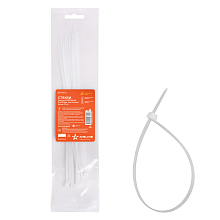 Стяжки (хомуты) кабельные 3,6*250 мм, пластиковые, белые, 10 шт.
