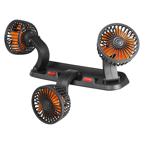 Вентилятор в салон тройной поворотный 360, 3x10.5см, 12В, общая регулировка, скотч